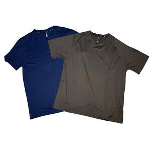 Lot of 2 Leg3nd Performance T Shirt Tee Crewneck Mens L Athleisure Blue Brown